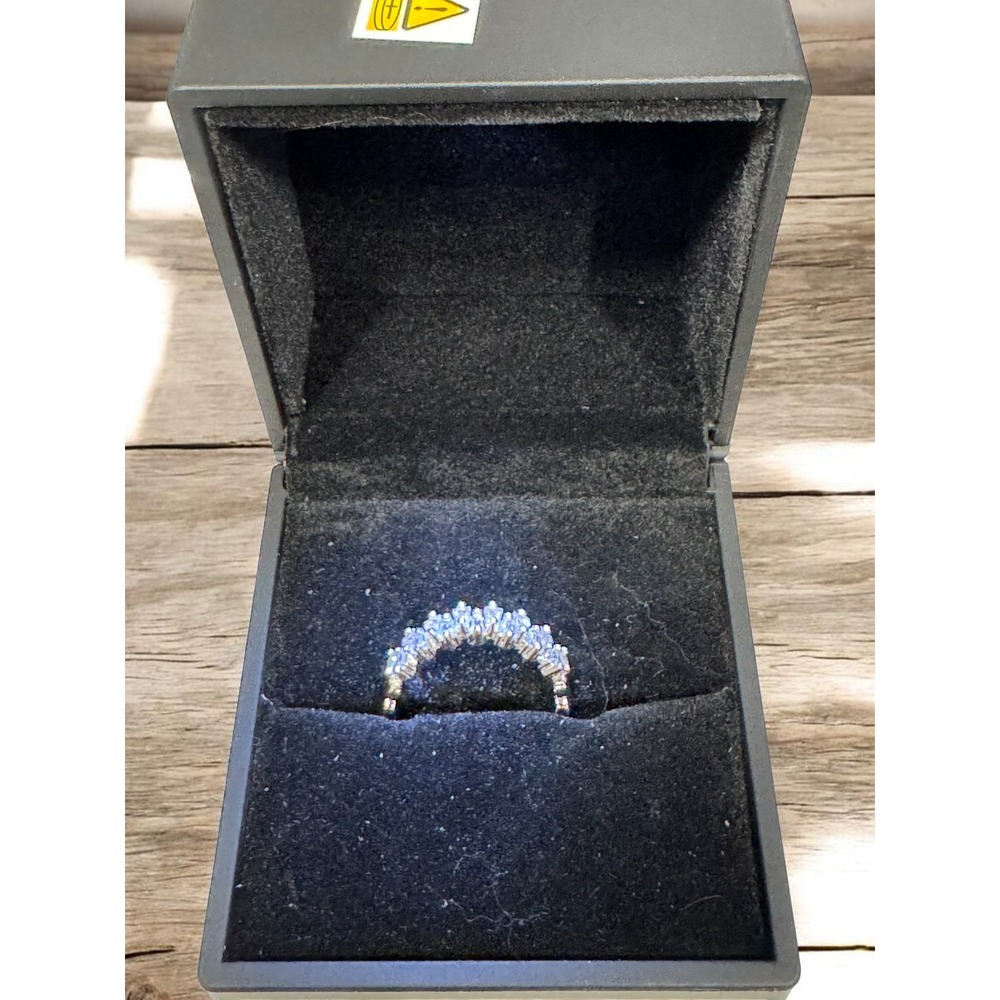 Silver Tone Crystal Cluster Statement Ring Costume Jewelry Size 6.5